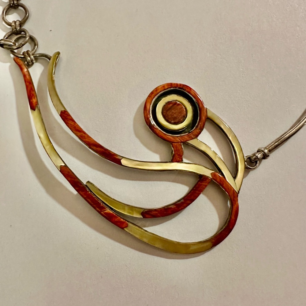 Mexican Silver Marked 950 Elegant Opal Inlaid Swi… - image 1